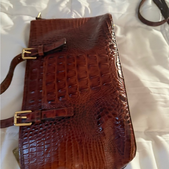 Brahmin Rich Brown Crocodile-Embossed Shoulder Bag - Picture 2 of 8